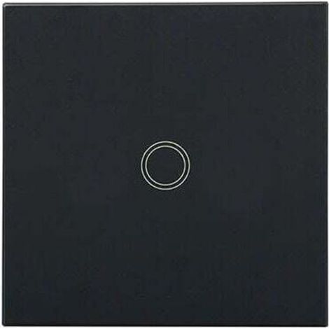 Interrupteur mural tactile noir 1 voie 1 unité avec indicateur LED, panneau en verre trempé, sans fil neutre (charge maximale : 500 W)