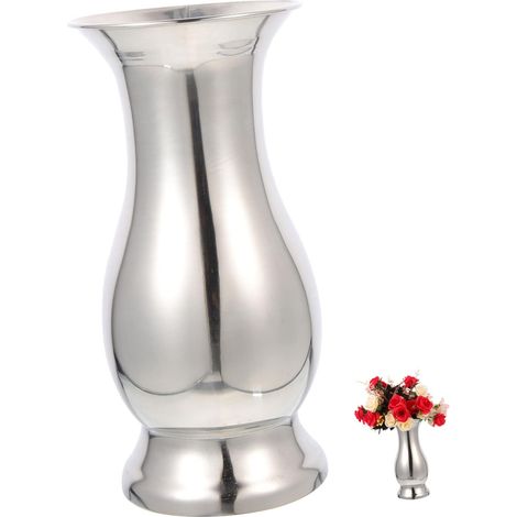 Vase de Table en Acier Inoxydable Argenté, Décoratif pour Centre de Table (1/5)