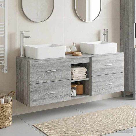 vidaXL Bathroom Cabinet Set 3 pcs Grey Sonoma 136 x 35 x 80 cm (1/5)