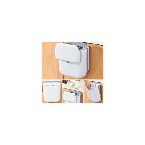 Poubelle de 10 l Support mural Pliable Cuisine et camping Couvercle Bureau, salle de bain (1/5)
