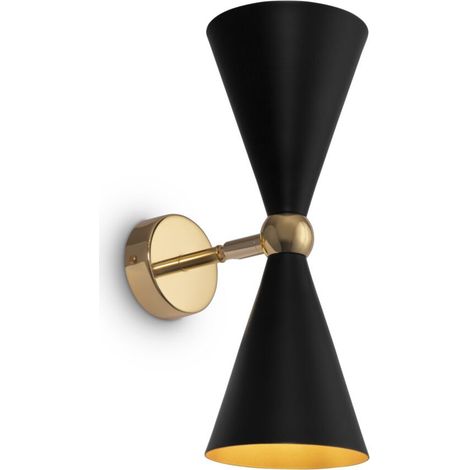 Maytoni Vesper Moderne Vesper 2 lumière noire avec applique murale dorée vers le haut