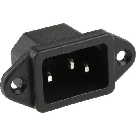 Rs Pro – Connecteur IEC mâle C14 – Montage panneau – Courant 10A – Tension 250V – Type à souder – Fusibles non inclus
