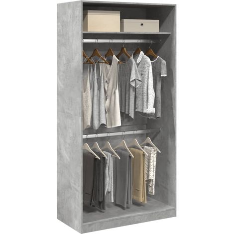 Kleiderschrank Betongrau 100x50x200 cm Holzwerkstoff