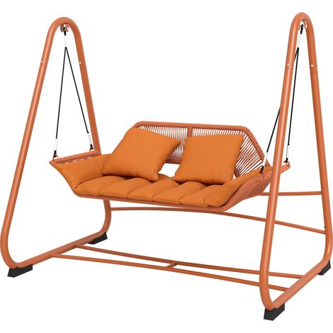 Balançoire Hollywood, balançoire de jardin avec coussins, structure, pour jardin, balcon, 174 x 120 x 162 cm, métal, terre cuite (1/5)