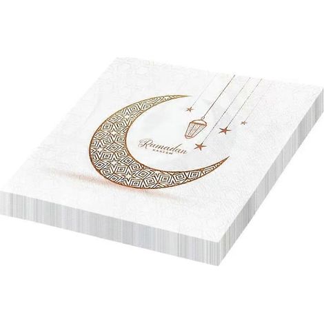 120 serviettes Ramadan, serviettes en papier jetables, sûres, sans parfum, douces, idéales pour s'essuyer la bouche et le nez. - JBMEDIA (1/4)