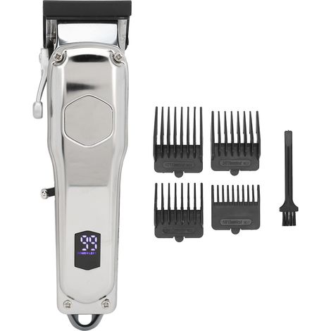 Tondeuse à barbe et cheveux électrique sans fil, rechargeable, silencieuse, affichage numérique, peignes de guidage inclus, pour homme (1/5)