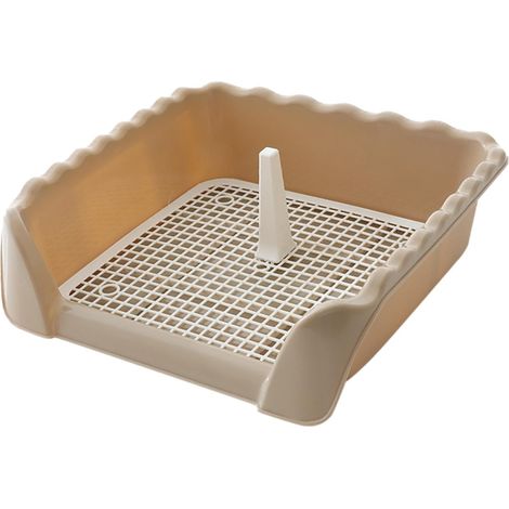 Bac à Litière pour Animaux - Bac Toilette avec Grille Détachable et Barrières Latérales - PP - 38 x 38 x 12 cm - 1 Pièce (1/5)