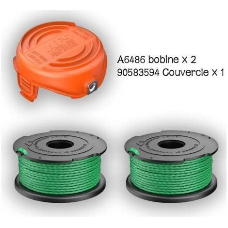 Lot de 2 Bobines Fil Vert Débroussailleuse avec Couvercle Compatible GL7033 GL8033 GL9035 A6482 (1/4)