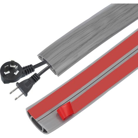 Couvre-Fil De Sol 4 cm x 1 Mètre, Cache-Fil Autoadhésif Protecteur De Câble D’Alimentation De Sol Gestion De Câble Raccord D’Extension pour Bureaux Expositions, Grain De Bois Gris (1/5)