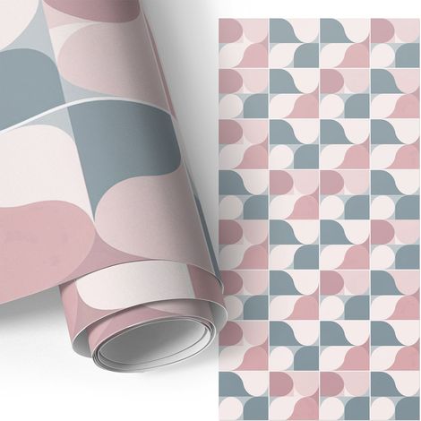 Möbelfolie - Selbstklebend - Klebefolie - Wasserfest - für Arbeitsplatte - Küchenschränke - Geometrische Pastelltöne 50x100 cm