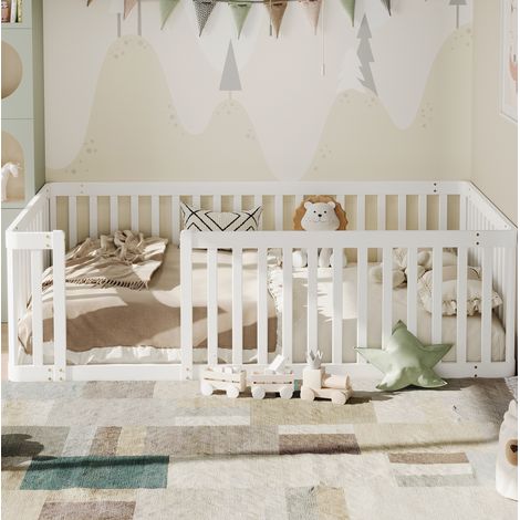 letto 90x200 con sponde in pino bianco per bambini HAVRYA (1/5)