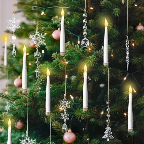 Bougies LED de Sapin de Noël 12 Pcs, Bougie Noel Sans Flamme à Piles avec Télécommande (1/5)