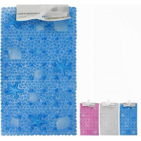 Cleafe - Tappeto Tappetino Pvc Forme Marine Antiscivolo Vasca Bagno Doccia 67x36cm 59627 - (1/2)
