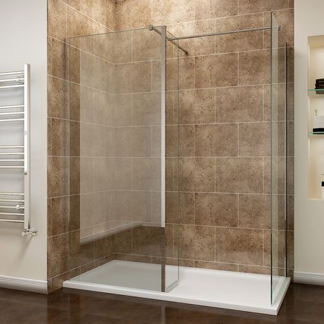 ELEGANT 700mm Wetroom Screen with 300mm Flipper Panel and End Panel + 1200x700mm Walk in Shower Enclosure Tray and Waste (1/5)