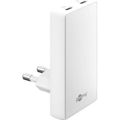 45W Chargeur Plat GaN USB C, Chargeur Rapide à Double Port (2X USB-C) - Design Plat à 90°, Ultra-Mince et Peu encombrant, pour Apple, Samsung, Huawei, Ainsi Que pour tablettes, etc. Blanc (1/5)