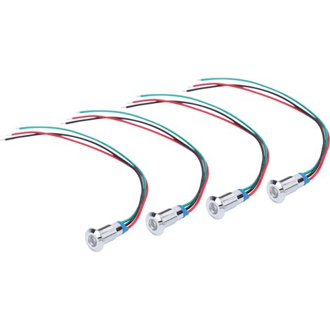 Lot de 4 voyants LED indicateurs, anode commune, étanches, en métal, bicolores, 8 mm, 1224 V (rouge, vert) (1/5)