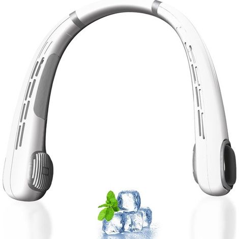 Ventilador de cuello ajustable 360°，Ventilador portátil con batería de 3000 mAh，5 velocidades ajustables，ideal para el hogar y la oficina (1/5)