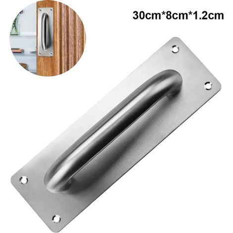 Poignée de porte avec plaque, acier inoxydable robuste, poignées de porte à pousser-tirer avec plaque arrière, poignée de portail, plaque de poignée de porte de toilette, armoire en bois, placard (1/5)