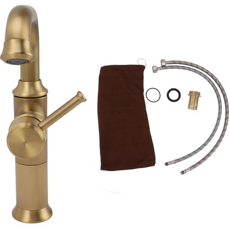 Retro-Einhebel-Waschtischarmatur, geeignet für Warm- und Kaltwasser, für Bad und Küche, goldfarben. (1/5)