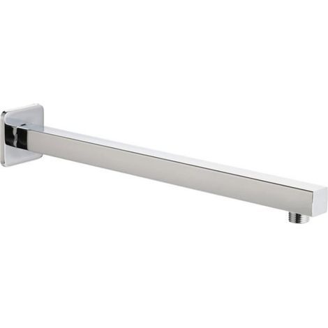 Bras de Douche Carré - - 20" - Acier Inoxydable - Chrome - Flange et Ruban Téflon (1/5)