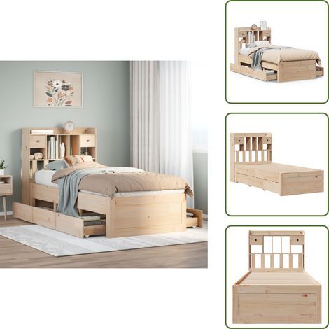 vidaXL Lit bibliothèque sans matelas 75x190 cm bois de pin massif (1/5)
