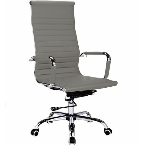 Chaise de bureau en simili-cuir gris, avec soutien haut, modèle EXECUTIVE (1/3)