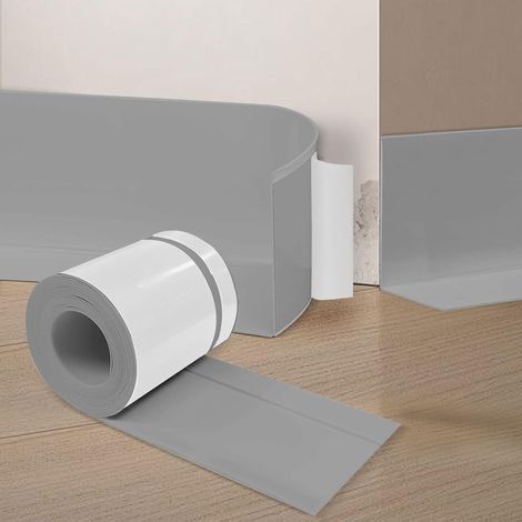 Plinthe Souple Autoadhésive, Epreuve de L'eau, PVC Plinthe Adhesive 70 mm x 20 mm x 6 m, Facile à Installer, Convient pour la Cuisine et la Salle de Bain (Gris) (1/5)
