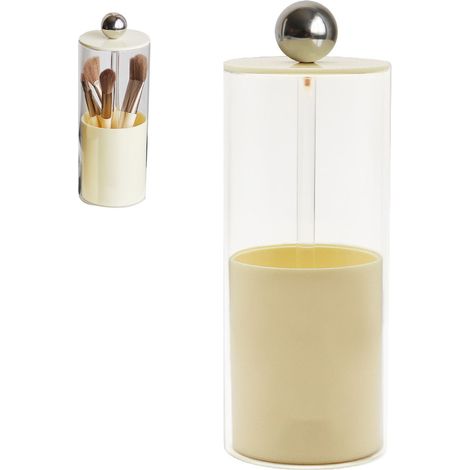 Coffret Rangement Pinceaux Maquillage avec Couvercle Anti-Poussière, Conteneur pour Bureau Vanité, Style Nordique, Couvercle Blanc Crème (1/5)