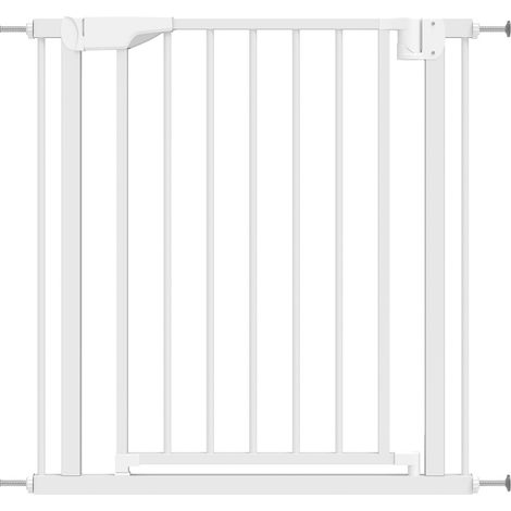 Barrière de sécurité pour bébé et animaux sans perçage, fermeture automatique, double verrouillage, ouverture double sens, 76-82 cm, blanc, acier carbone - CHICFURN (1/5)