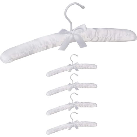 Set De 5 Cintre, Satin, Crochet Rotatif 360°, Rembourré, Noeud Décoratif, Pour Armoire (1/5)