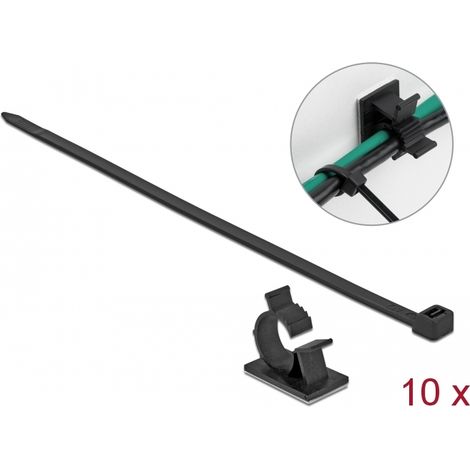 Delock Abrazadera de cable 41 x 25 mm con Sujetacables LA 250 x AN 7,2 mm negro