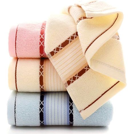 3 Pièces Ensembles de Serviettes, Serviette de Bain Bale Ensemble Cadeau 100% Coton, 35 x 75 cm Serviettes à Main Absorbants
