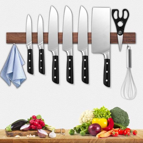 Magnetleiste Messer Messerhalter Magnet Holz Haken Küche Walnuss 50 cm (1/5)