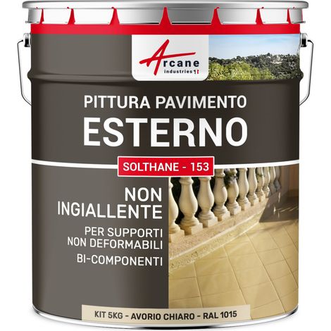 Vernice per cemento esterno calpestabile - SOLTHANE - 153 - 5 kg Avorio Chiaro - RAL 1015 - ARCANE INDUSTRIES