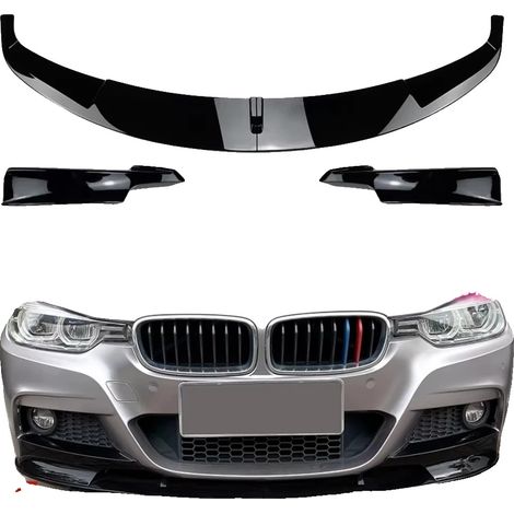 Spoiler delantero, ABS de alta calidad, negro brillante, compatible con vehículos, fácil instalación, ajuste estándar. (1/5)