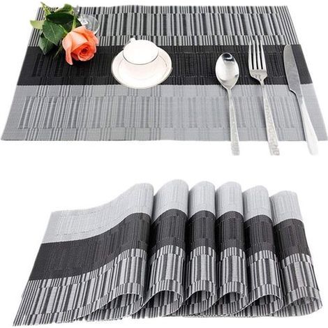 Platzsets – 6er-Set – 30 x 45 cm – Rutschfest – Waschbar – PVC – Reißfest – Hitzebeständig – Küchenplatzsets (1/5)