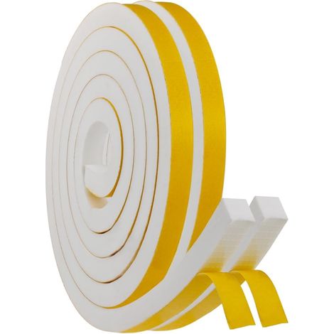 2 Rolls of Door Insulation Foam Seal Adhesive Window Seal Insulation Rubber 12 mm (L) x 12 mm (H) Anti-slip, Anti-Cold, Shockproof, Each 2 m, Total 4 m (White) (1/5)