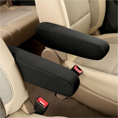 2 Stück elastische Armlehnenbezüge fürs Auto, universeller Armlehnenbezug fürs Auto, für alle Jahreszeiten, Schutz für LKW/SUV/Vans/Autoinnenausstattung (schwarz)