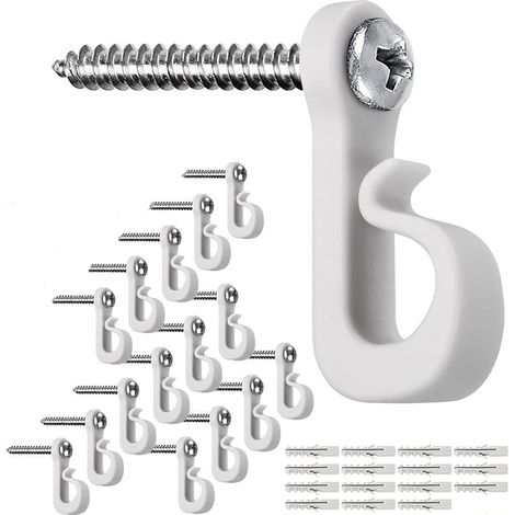 Haken für Weihnachtsbeleuchtung im Außenbereich, Clips für Lichterketten im Innen- und Außenbereich mit Schrauben, 15 Stück, weiß