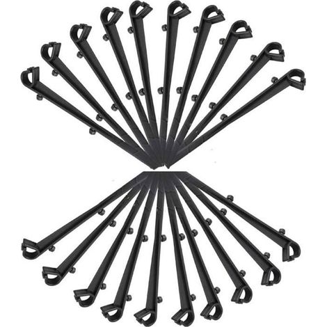 Lot de 20 crochets de fixation pour grillage – 16 cm – Plastique noir – Résistants UV (1/4)