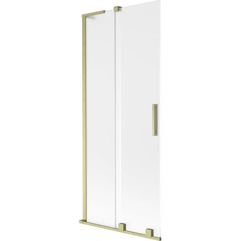 Mexen Velar L mampara de baño de 2 alas correderas 80 x 150 cm, escarcha, oro cepillado - 896-080-003-31-55 (1/5)