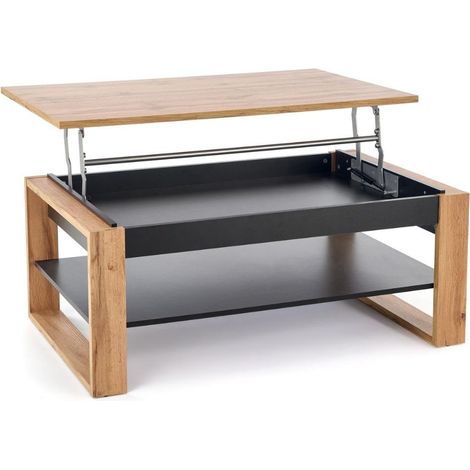 Table basse 120 x 65 m plateau relevable - noir et bois - GEMMA (1/5)