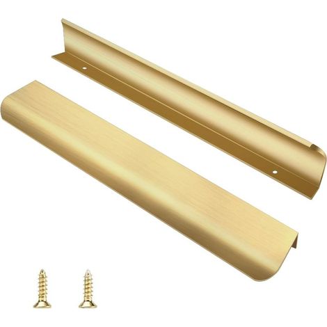 Set mit 2 vergoldeten Küchenschrankgriffen aus Aluminiumlegierung, Lochabstand 256 mm, inklusive Schrauben (1/4)