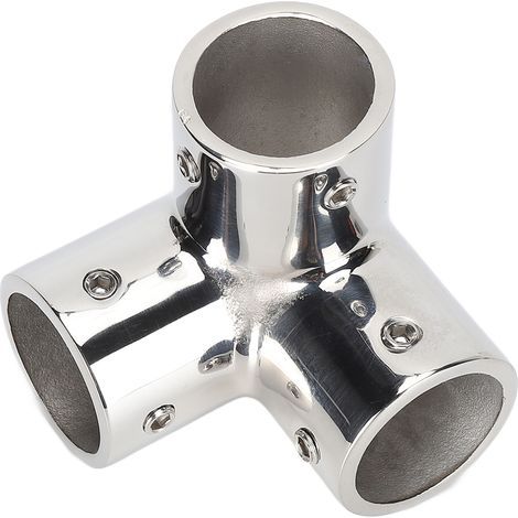 Raccord en T à 3 voies en acier inoxydable 316 poli miroir pour main courante de yacht, coude de tuyauterie Φ22 mm (1/5)