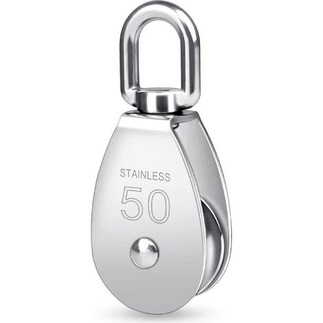 Puleggia singola M50, puleggia in acciaio inox 304 per fune, puleggia girevole a ruota singola, blocco pulegge in acciaio inox con capacità di carico di 400 kg per sollevamento fune (1/5)