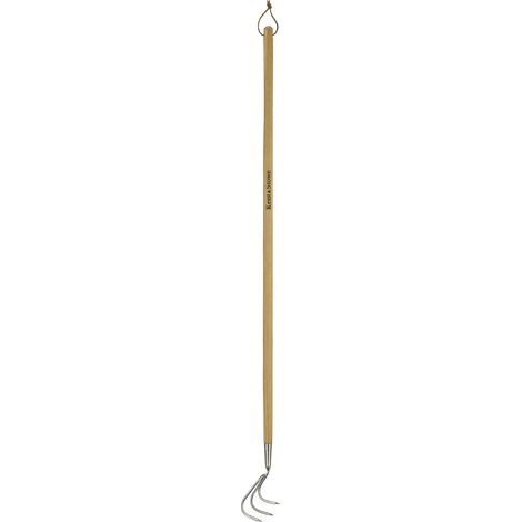 Kent & Stowe Zappa a manico lungo a 3 denti – Zappa da giardino in acciaio inossidabile, zappa a foglia larga in frassino, lunghezza: 160 cm (1/3)