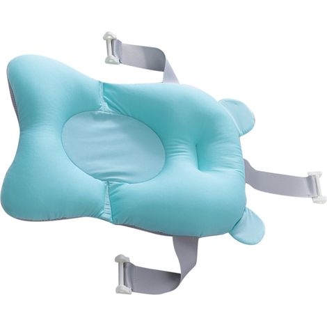 Tapis de bain bébé sûr et hypoallergénique, doux pour la peau, avec boucle intégrée, grande flottabilité, idéal pour la baignoire et l'évier des nourrissons. Grand modèle bleu. (1/3)