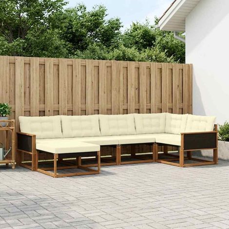 vidaXL  Outdoor Sofa Set  with Cushion 6 pcs Natural and Cream