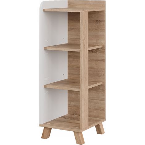 Mensola da bagno Karen, Sonoma/Bianco, 30 x 90 cm con 4 ripiani, Vicco