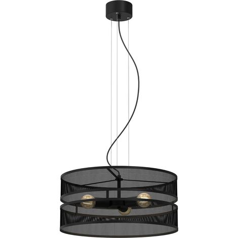 Lampada a sospensione Glum metallo nero rete Ø55 3xE27